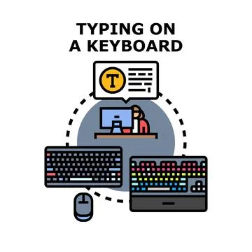 Typing on keyboard creating text document concept イラスト素材