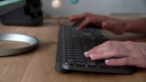 Typing on a keyboard, home office, Stock Footage 230443298