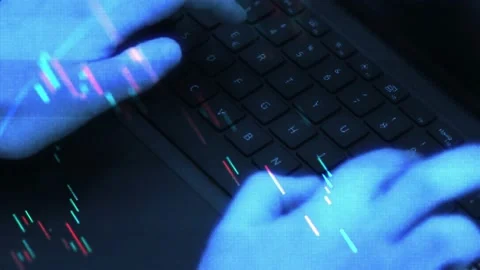 Typing keyboard laptop, developer at work building software. Hands typing on not Stock Footage 165897228