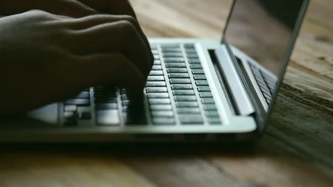 Typing keyboard on laptop Stock Footage