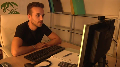 Typing on keyboard, LCD screen, telephone, webcam, calculator. Stock Footage 31638185