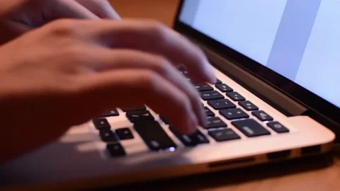 Typing on Keyboard of MacBook Pro Stock Footage 156524205