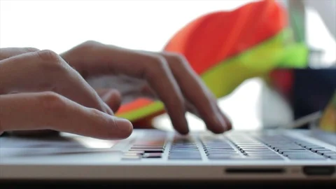 Typing keyboard notebook computer Stock Footage 98677390