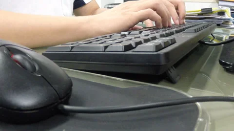 Typing keyboard in office Stock Footage 36968406