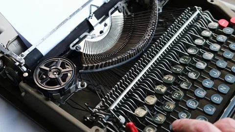 Typing on the keyboard of an old, retro typewriter. Stock Footage 127188829