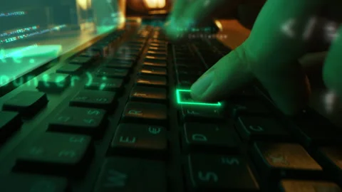 Typing on Keyboard with Online Service Visualization Video stock 319831853