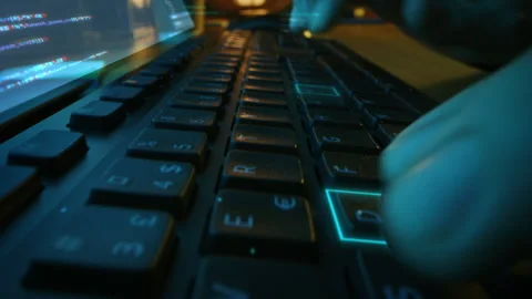 Typing on Keyboard with Online Service Visualization Video stock 319831864