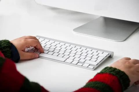Typing on the keyboard Stock Photos