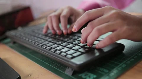 Typing Keyboard on Table Stock Footage 139302751