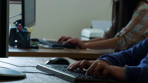 Typing on keyboard on Workdesk Working Stock Footage 71354640