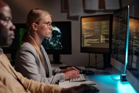 Typing on keypad while decoding data Stock Photos