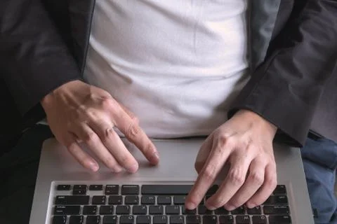 Typing Labtop Foto stock