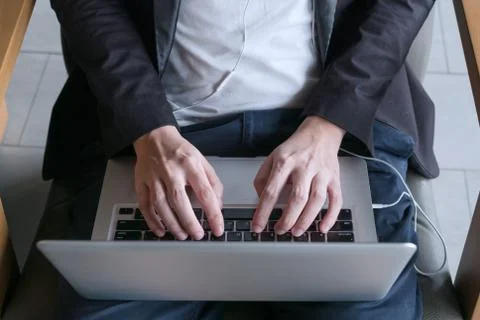 Typing Labtop Foto stock