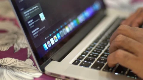 Typing on Laptop with a closeup view Stock Footage 272755557