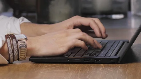 Typing On Laptop Computer 4k - Home Office - Man Working From Home Stock Footage 127372271