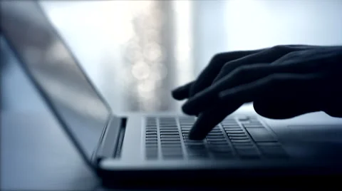 Typing on a laptop computer keyboard HD Stock Footage 48014858