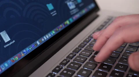Typing on a laptop computer keyboard HD Stock Footage 48022177
