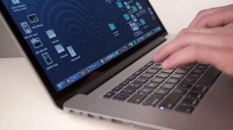 Typing on a laptop computer keyboard HD Stock Footage 48022186