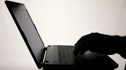 TYPING ON LAPTOP COMPUTER SILHOUETTE Stock Footage 10727622