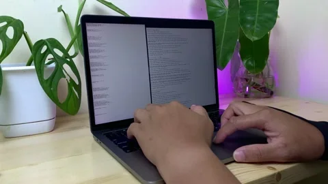 Typing with laptop on desk Stock Footage 211104601
