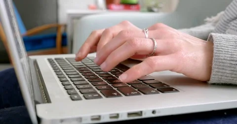 Typing on laptop Video stock 81484119