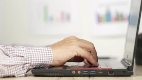 Typing on laptop Video stock 153820289