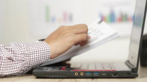 Typing on laptop Video stock 153820388