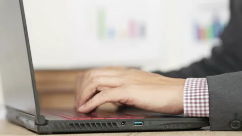 Typing on laptop Video stock 153820519