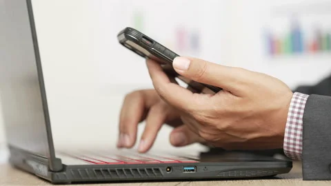 Typing on laptop Video stock 153820691