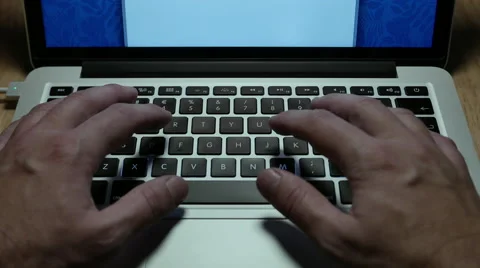 Typing on Laptop Front Wide Video stock 44481099