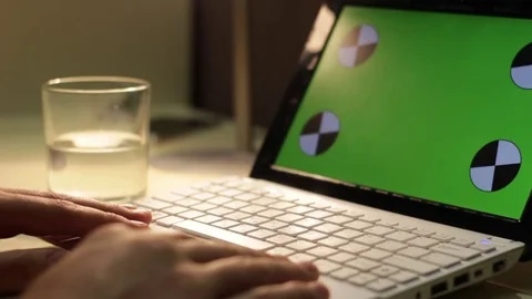 Typing On Laptop Green Screen Stock Footage 70508205