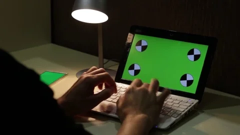 Typing On Laptop Green Screen Stock Footage 70508206