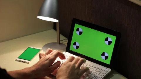 Typing On Laptop Green Screen Stock Footage 70508511