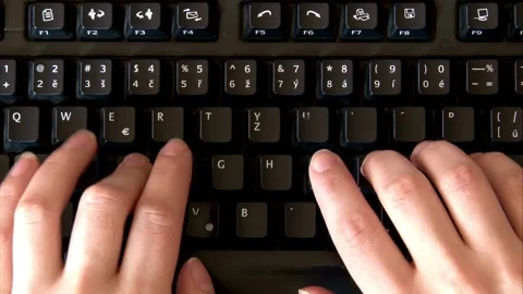 Typing On Laptop Keyboard, Close-up top view typing pointing cloud data social Stock Footage 336585601