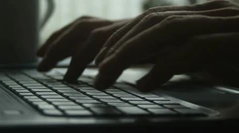 Typing on Laptop Keyboard Stock Footage 21253682