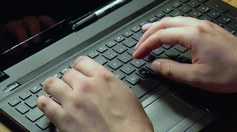 Typing On Laptop Keyboard Stock Footage 32219596