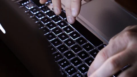 Typing on a laptop keyboard Stock Footage 89274402