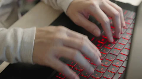 Typing on a laptop keyboard Stock-Footage 164318180