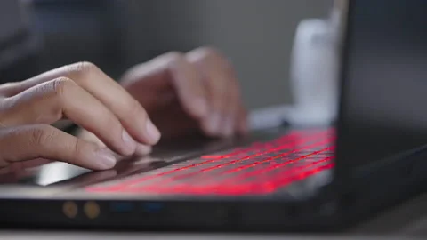 Typing on a laptop keyboard Stock-Footage 164421118