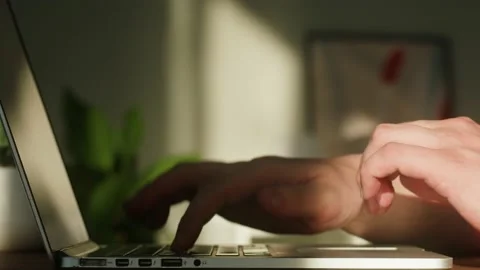 Typing on laptop keyboard. Man working in office. Businessman texting on Stock Footage 171193698
