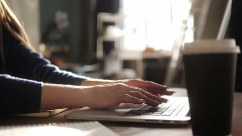 Typing on laptop keyboard. Man working in office. Businessman texting on Stock Footage 184130979