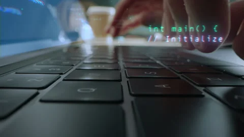 Typing on Laptop with Online Service Visualization Video stock 319831895