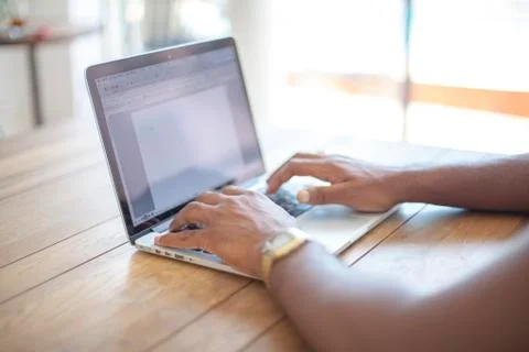 Typing On With Laptop Stock-Fotos