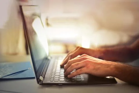 Typing on laptop Stock Photos