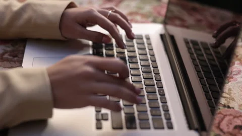 Typing on laptop, study distant, education concept, Stock Footage 255213034