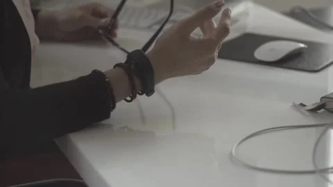Typing on a laptop. They work in the office. Work in the office. Stock Footage 130227641