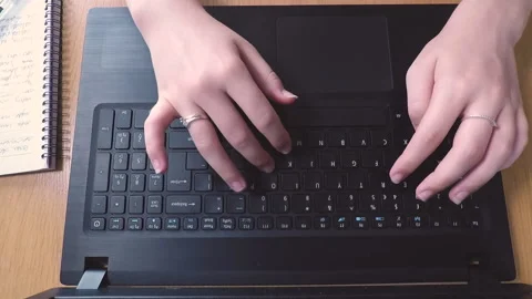 Typing on Laptop Working From Home Video stock 138240420