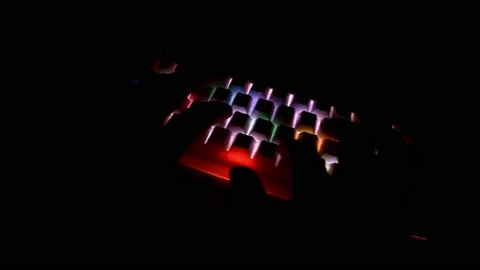 Typing On Light Up Keyboard Stock Footage 149346582