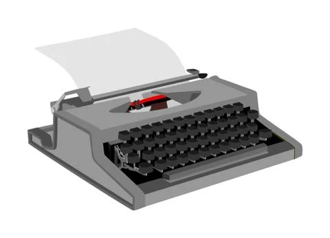 Typing machine vector illustration isolated. Journalist equipment. Stock Illustration