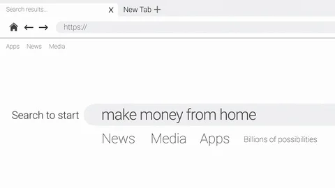 Typing make money at home into an web page internet search engine Video stock 107956509